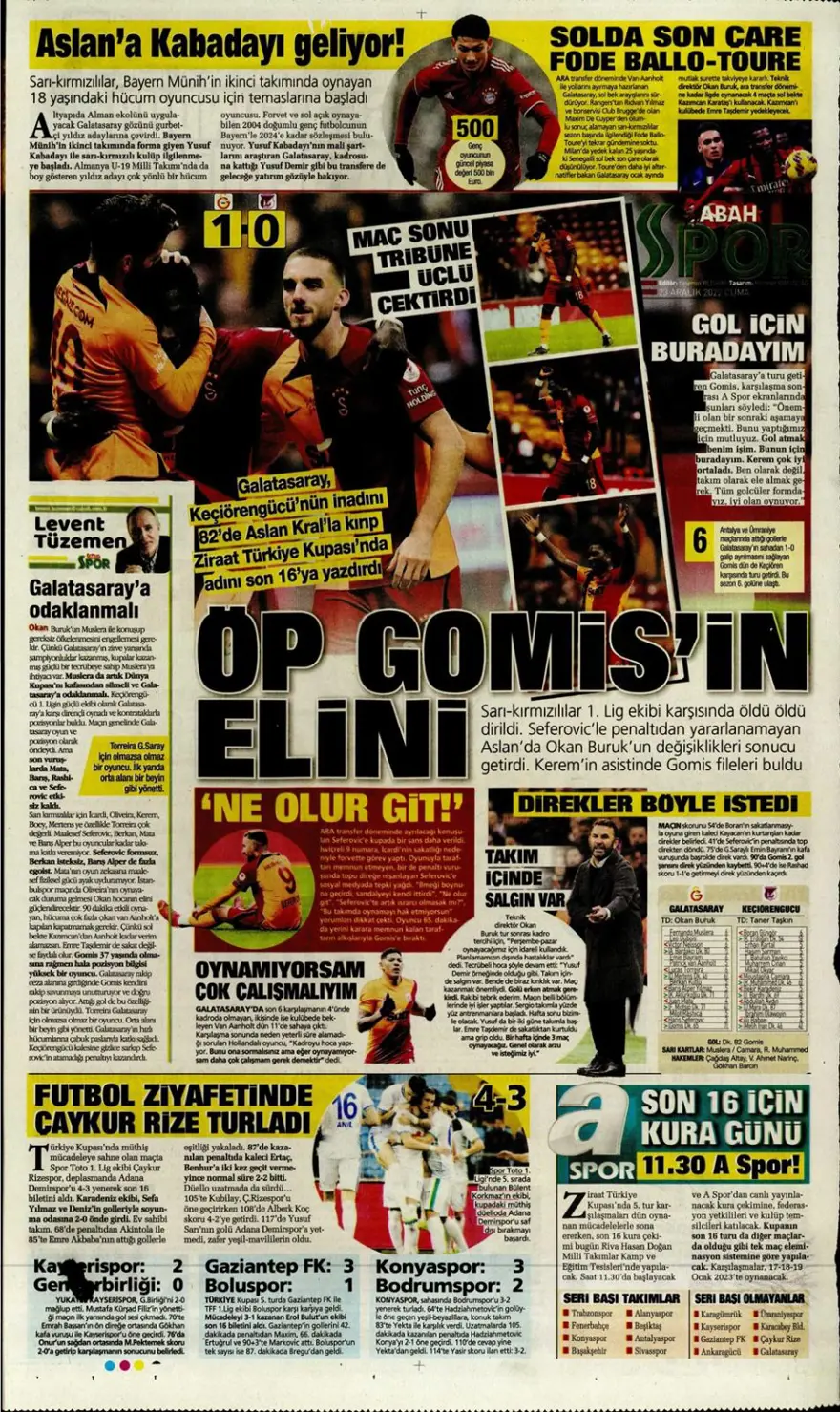Günün spor manşetleri (23 Aralık 2022) 16