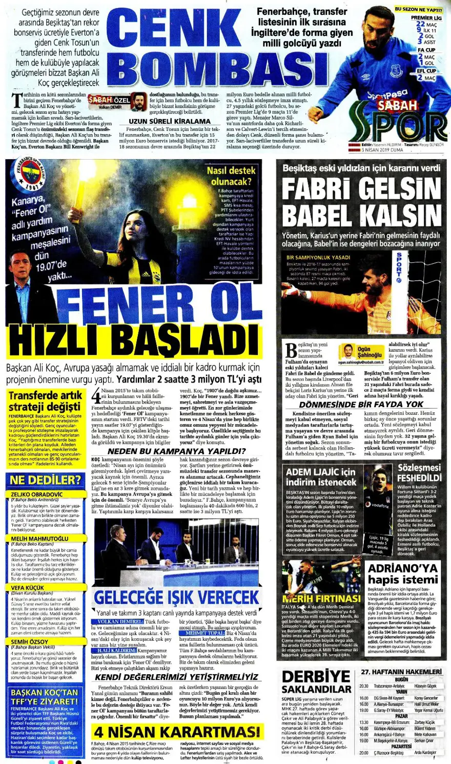 Günün spor manşetleri (5 Nisan 2019) 8