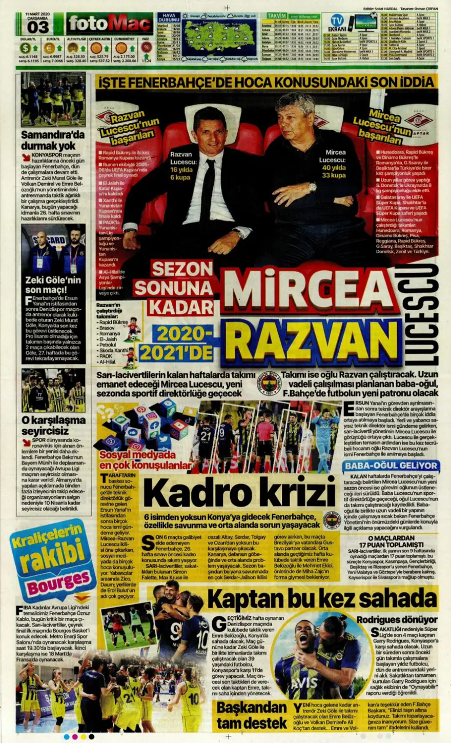 Günün spor manşetleri (11 Mart 2020) 3