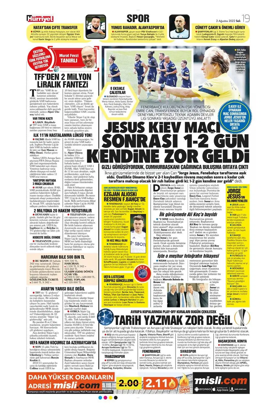 Günün spor manşetleri (2 Ağustos 2022) 2