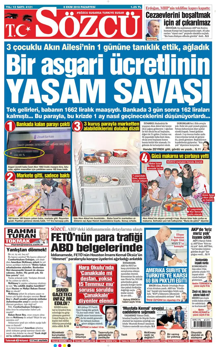 Günün gazete manşetleri - 8 Ekim 2018 9