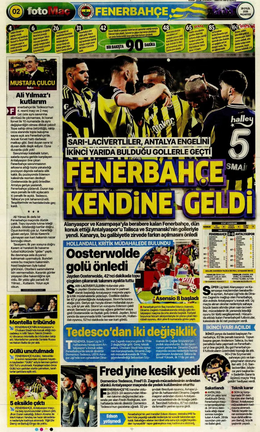 "Hayata dönüş" (29 Eylül 2025 spor manşetleri) 4