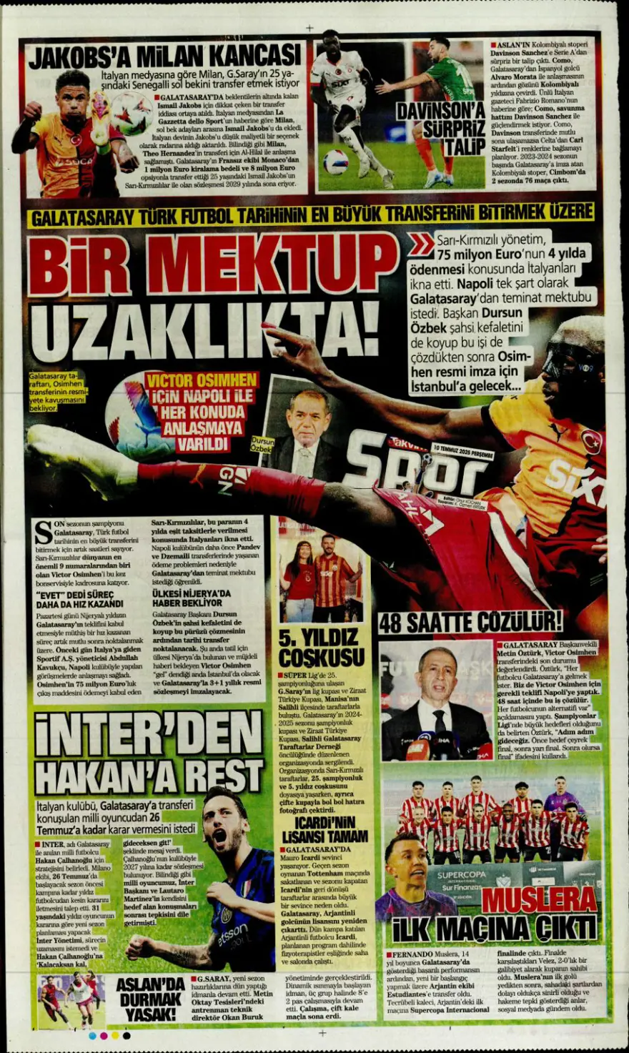 "Fenerbahçe'den Kerem harekatı" (10 Temmuz 2025 spor manşetleri) 22