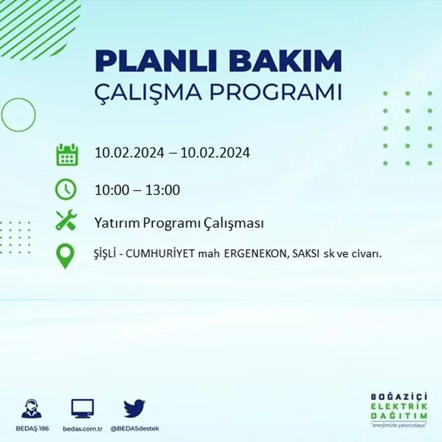 İstanbul'un 17 ilçesinde elektrik kesintisi yaşanacak: Elektrikler ne zaman gelecek? (10 Şubat BEDAŞ kesinti programı) 35 İstanbul'un 17 ilçesinde elektrik kesintisi yaşanacak: Elektrikler ne zaman gelecek? (10 Şubat BEDAŞ kesinti programı) 35
