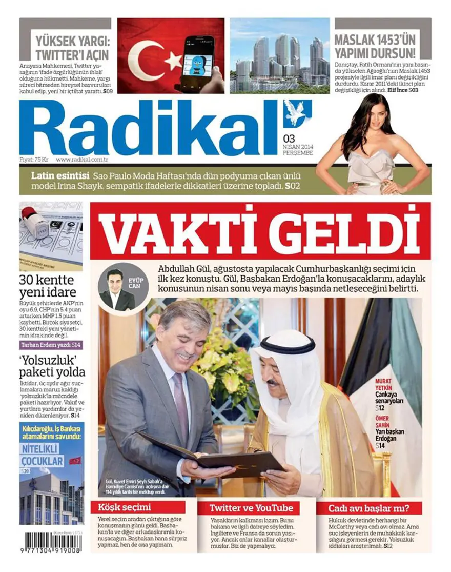Günün gazete manşetleri - 3 Nisan 2014 2