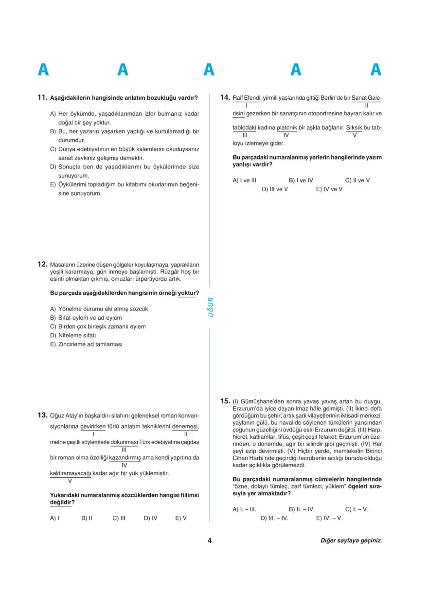 Uğur Okulları YKS - TYT deneme sınavı 3