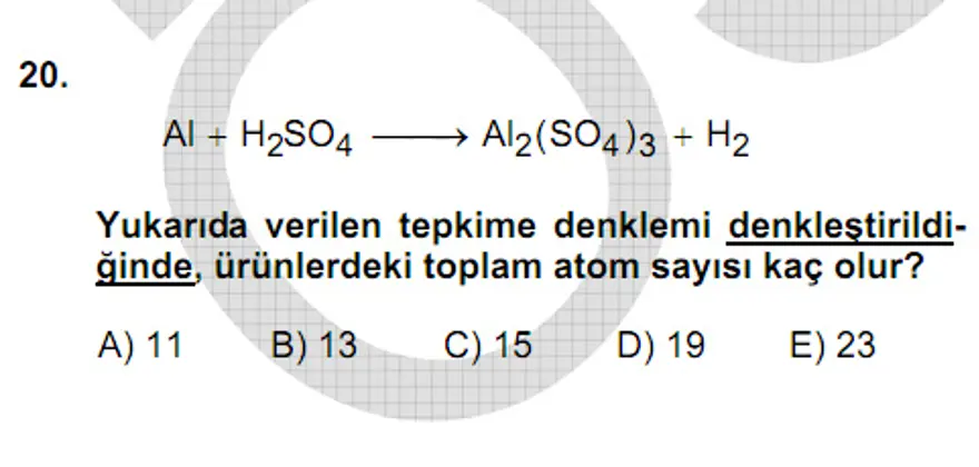 YGS Fen Bilimleri Soruları ve Yanıtları 19