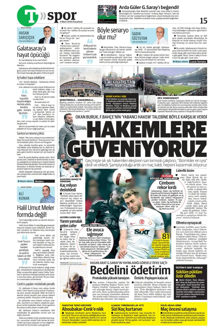 "Aslan tarihi değiştirdi" (4 Mart 2024 spor manşetleri) 18