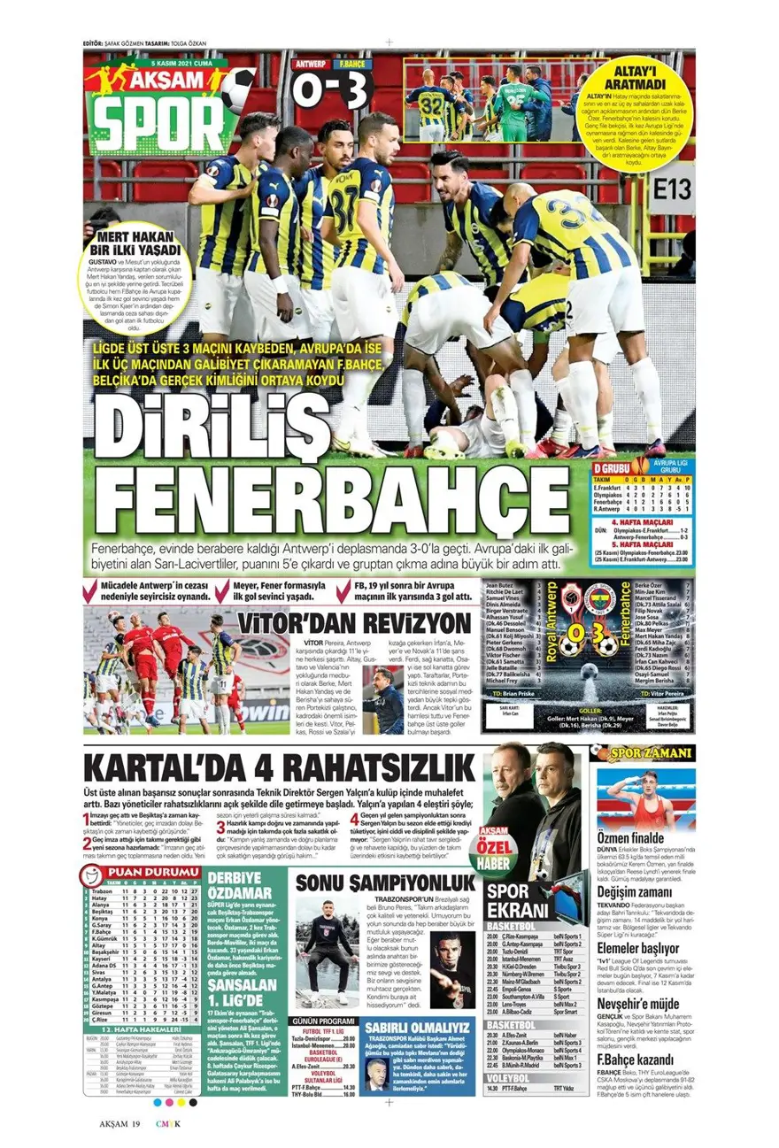 Günün spor manşetleri (5 Kasım 2021) 7