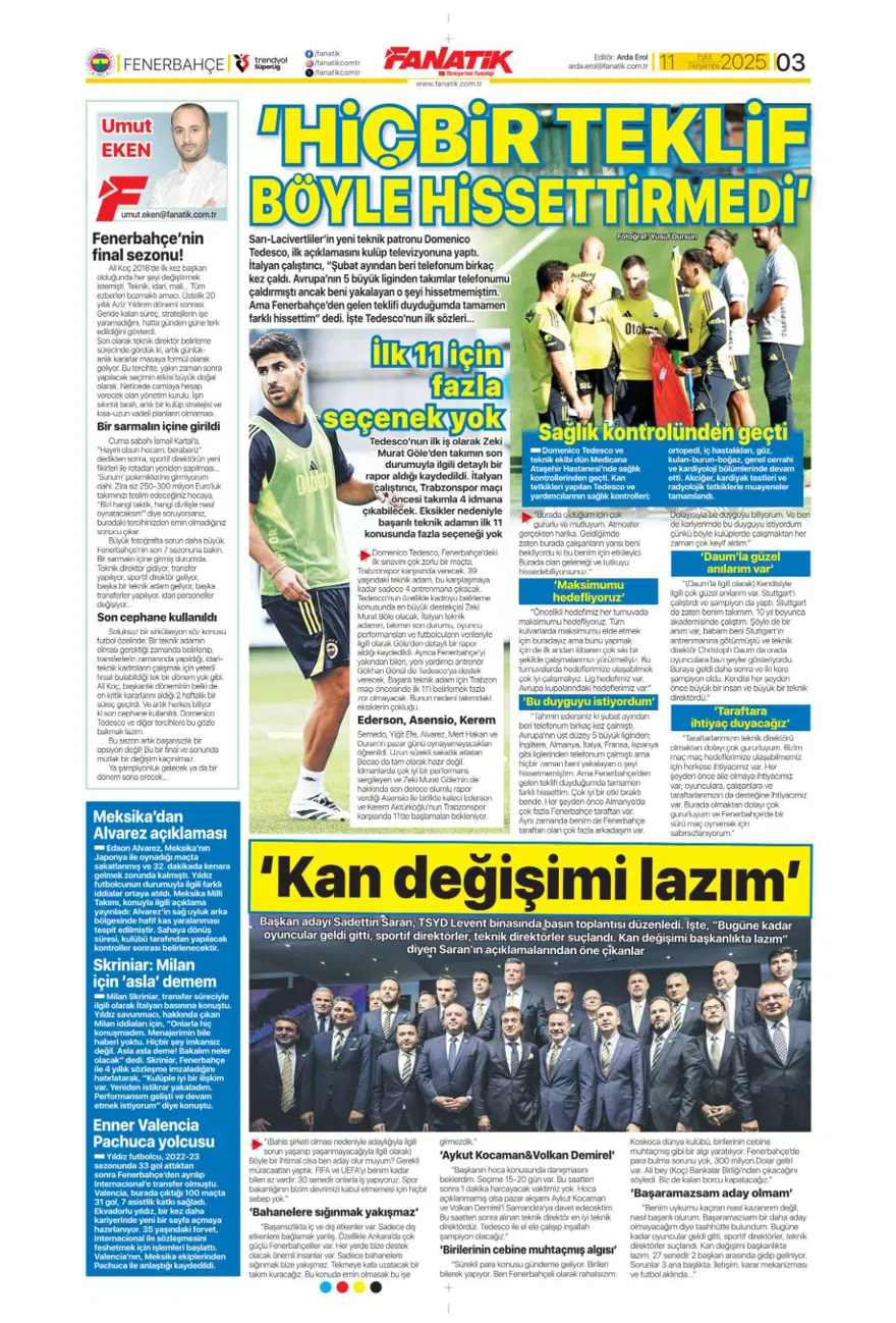 "Aslan'a yeni Mertens" (11 Eylül spor manşetleri) 5