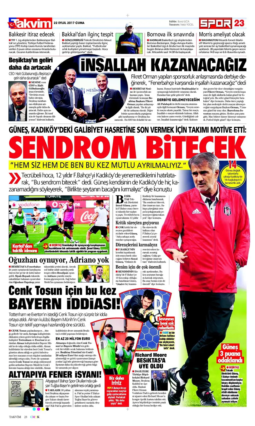 Günün spor gazeteleri (22 Eylül 2017) 12