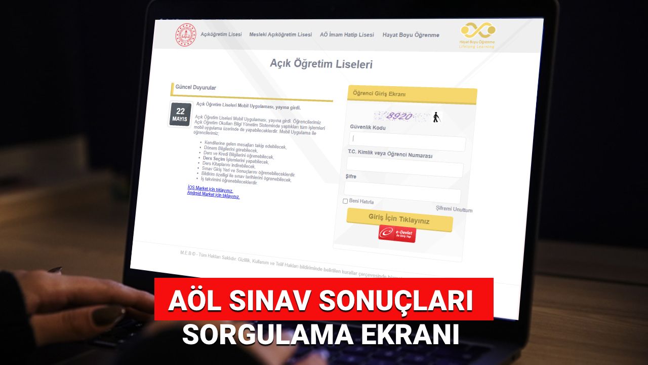 AÖL sınav sonuçları sorgulama ekranı 2025 açıklandı: Açık lise (AÖL) sınav sonuçları nasıl ve nereden sorgulanır? MEB sonuç sayfası