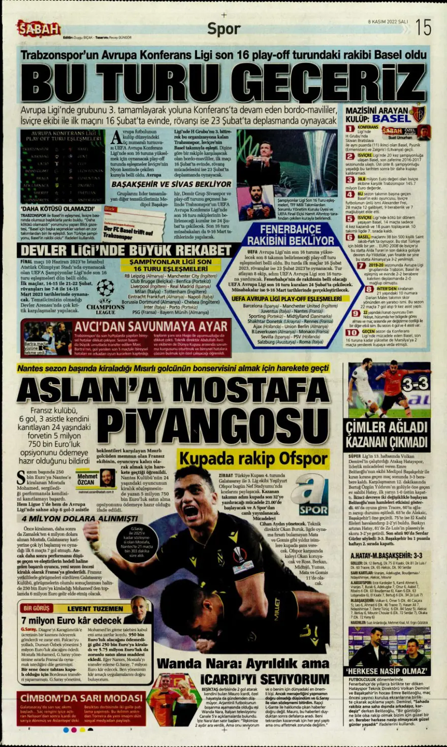 Günün spor manşetleri (8 Kasım 2022) 9