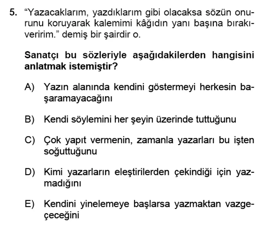 YGS Türkçe Soru ve Yanıtları 4