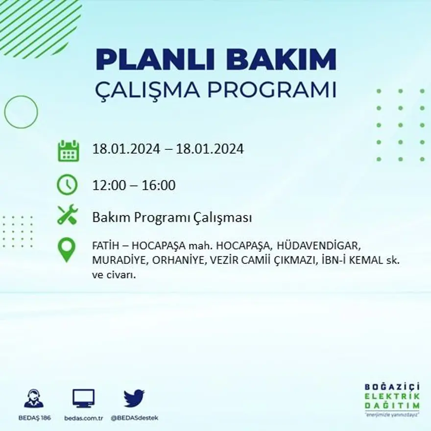 İstanbul'un 17 ilçesinde elektrik kesintisi yaşanacak: Elektrikler ne zaman gelecek? (18 Ocak BEDAŞ kesinti programı) 27