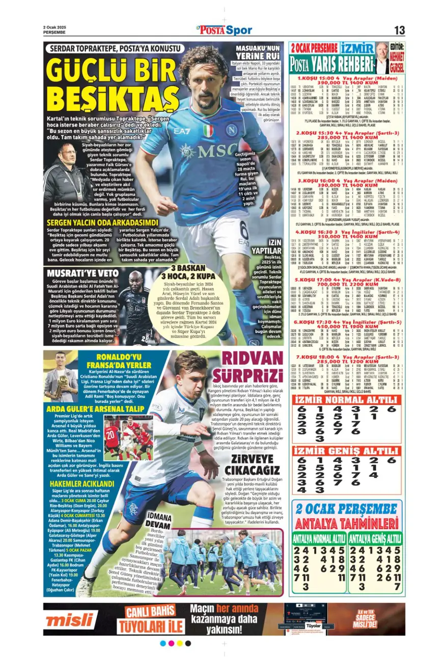 "Galatasaray'da Sane bombası" (2 Ocak 2025 spor manşetleri) 15
