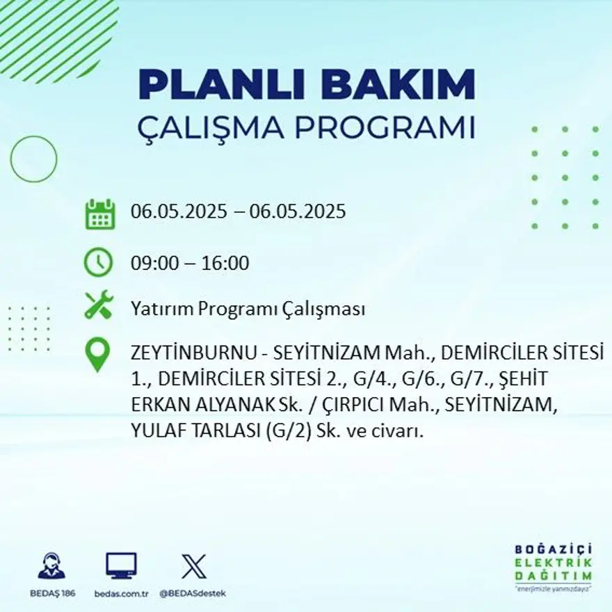 İstanbul'un 20 ilçesinde elektrik kesintisi: Elektrikler ne zaman gelecek? 62