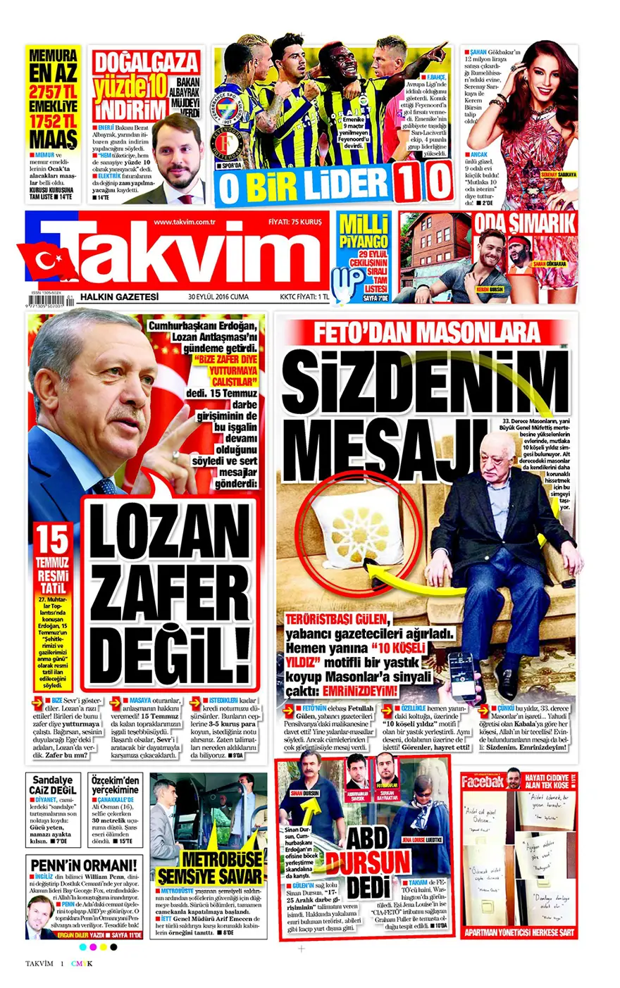 Günün gazete manşetleri - 30 Eylül 2016 6