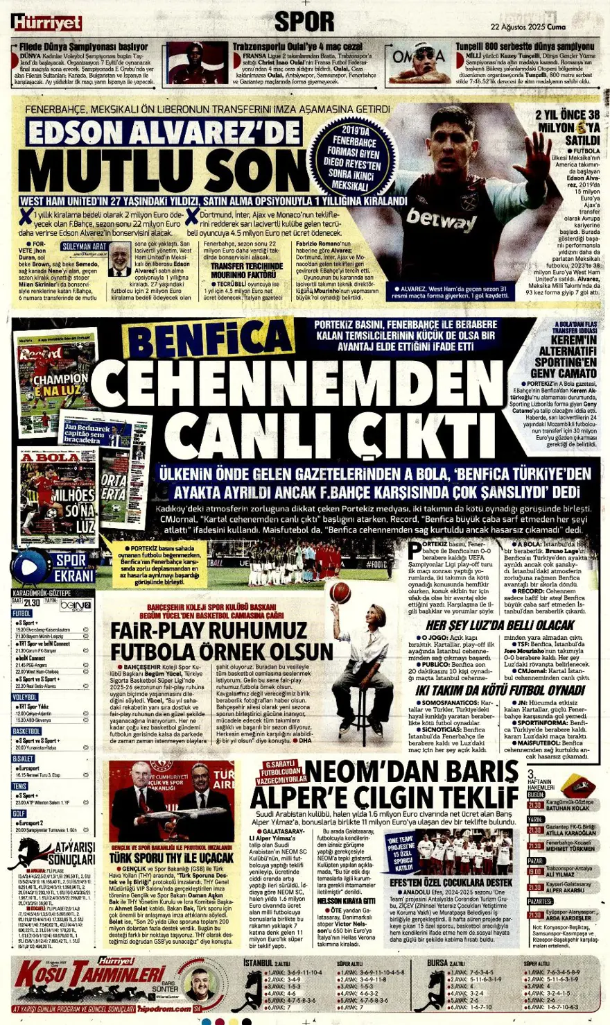 "Meksika ateşi" (22 Ağustos spor manşetleri) 6