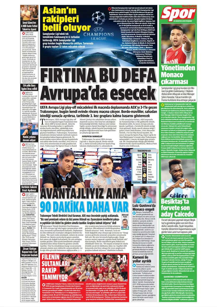 Günün spor manşetleri (29 Ağustos 2019) 20