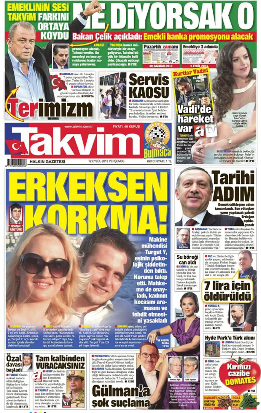 12 Eylül 2013 gazete manşetleri 15