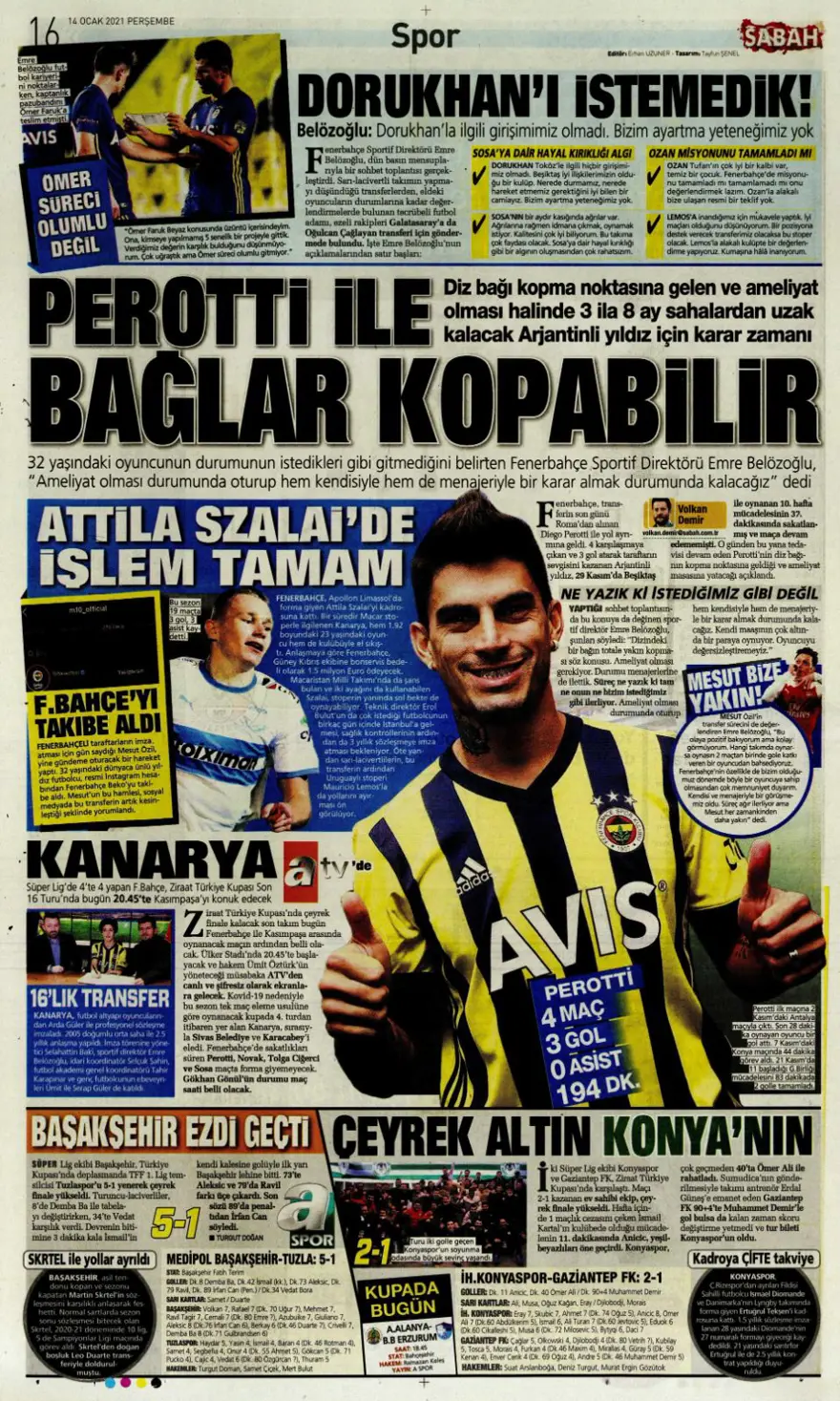 Günün spor manşetleri (14 Ocak 2021) 6