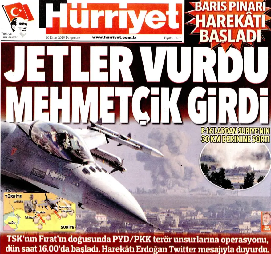 Barış Pınarı Harekatı manşetlerde 