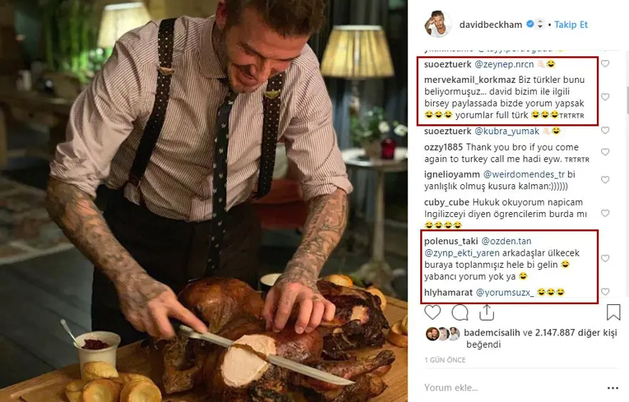 David Beckham'ın hindi (Turkey) paylaşımına Türkler yorum yağdırdı 3 David Beckham'ın hindi (Turkey) paylaşımına Türkler yorum yağdırdı 3