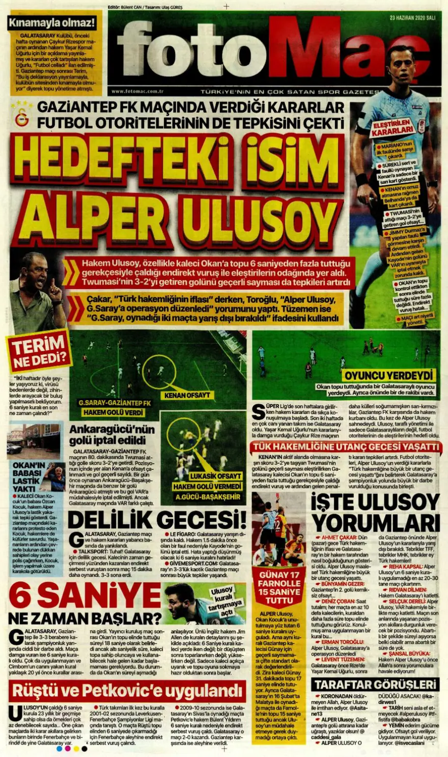 Günün spor manşetleri (23 Haziran 2020) 