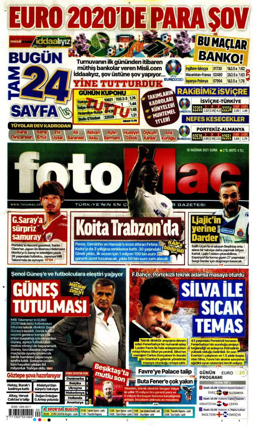 Günün spor manşetleri (18 Haziran 2021) 3