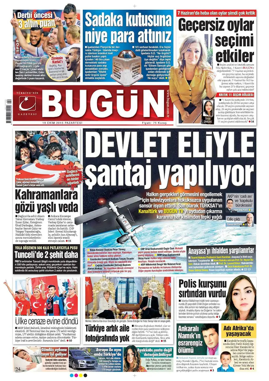 Günün gazete manşetleri - 19 Ekim 2015 13