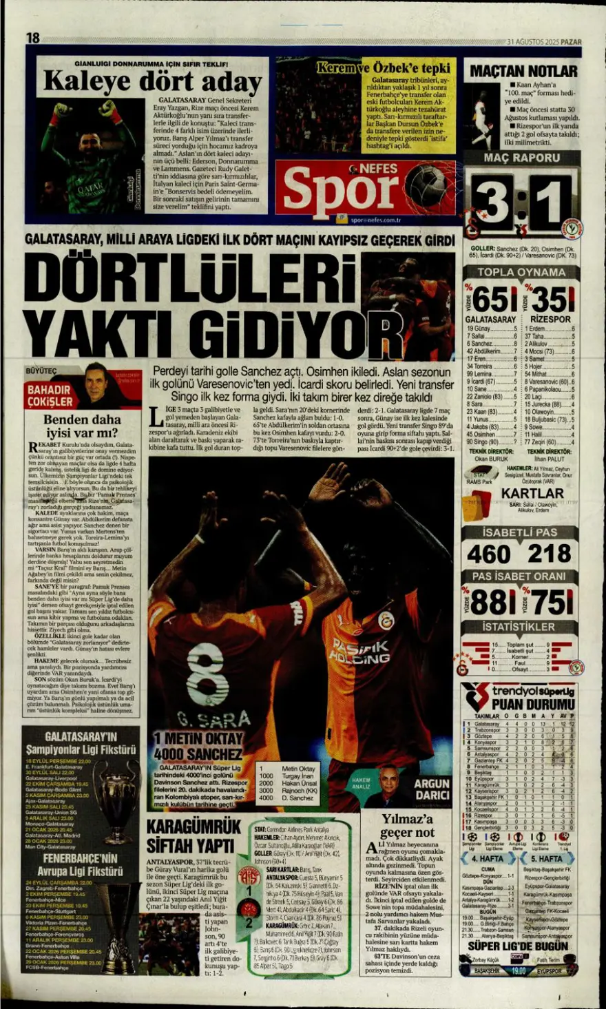 "Ya Kartal ya Schmidt" (31 Ağustos spor manşetleri) 10
