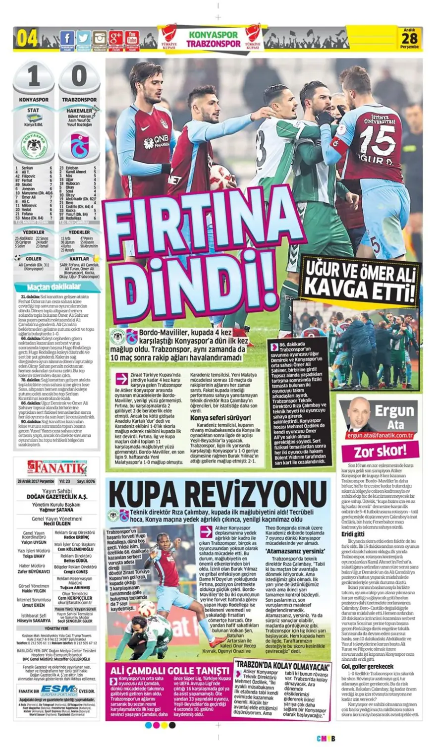 Günün spor gazeteleri (28 Aralık 2017) 12