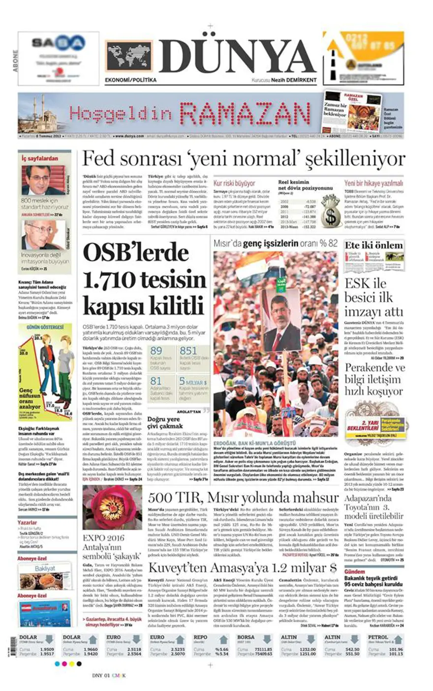 8 Temmuz 2013 gazete manşetleri 5