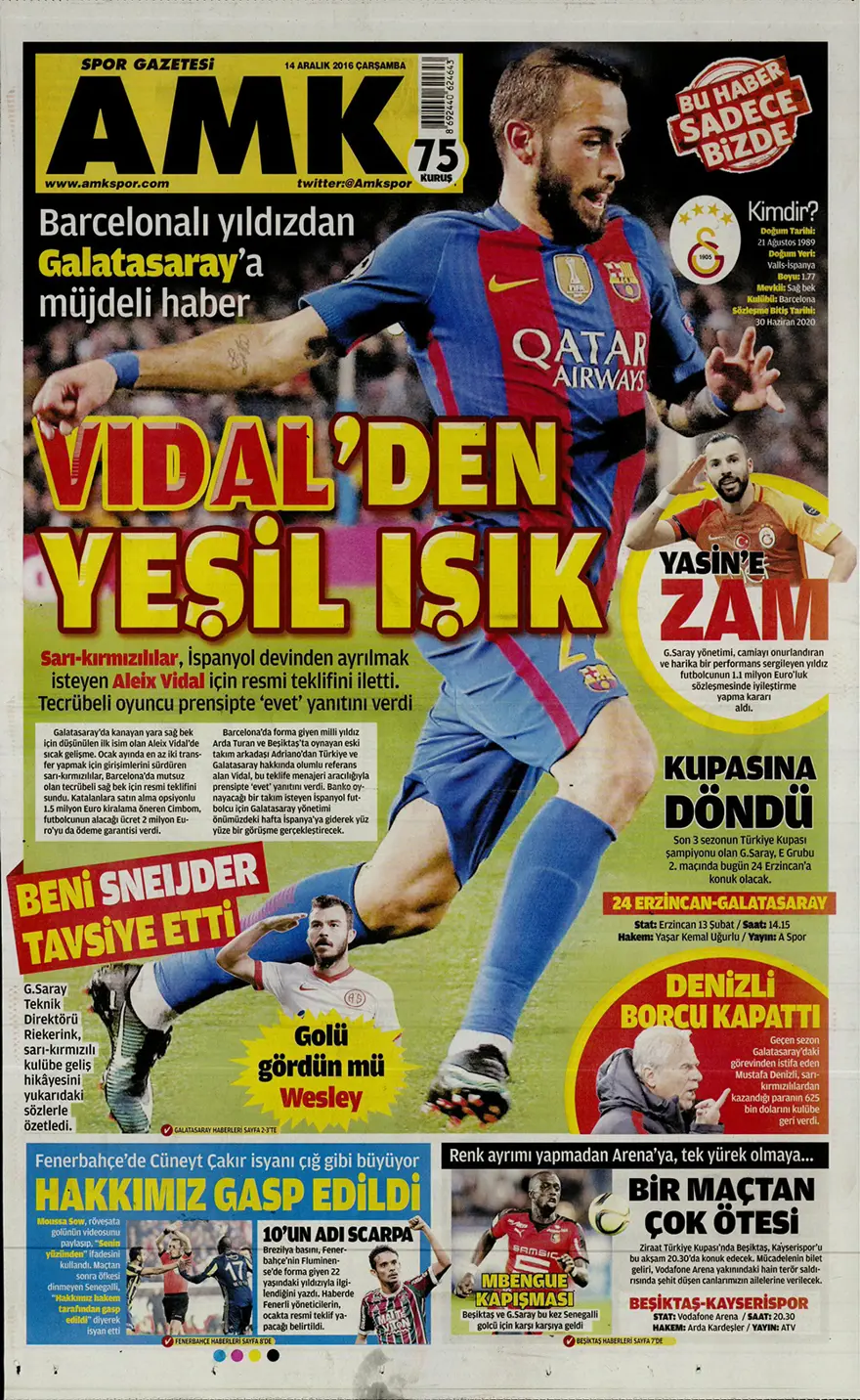 Günün gazete manşetleri - 14 Aralık 2016 19
