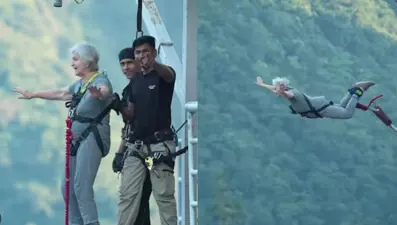 83 yaşındaki kadından rekor: 117 metreden bungee jumping yaptı