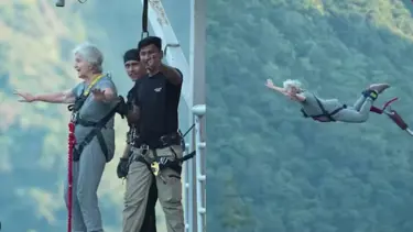 83 yaşındaki kadından rekor: 117 metreden bungee jumping yaptı