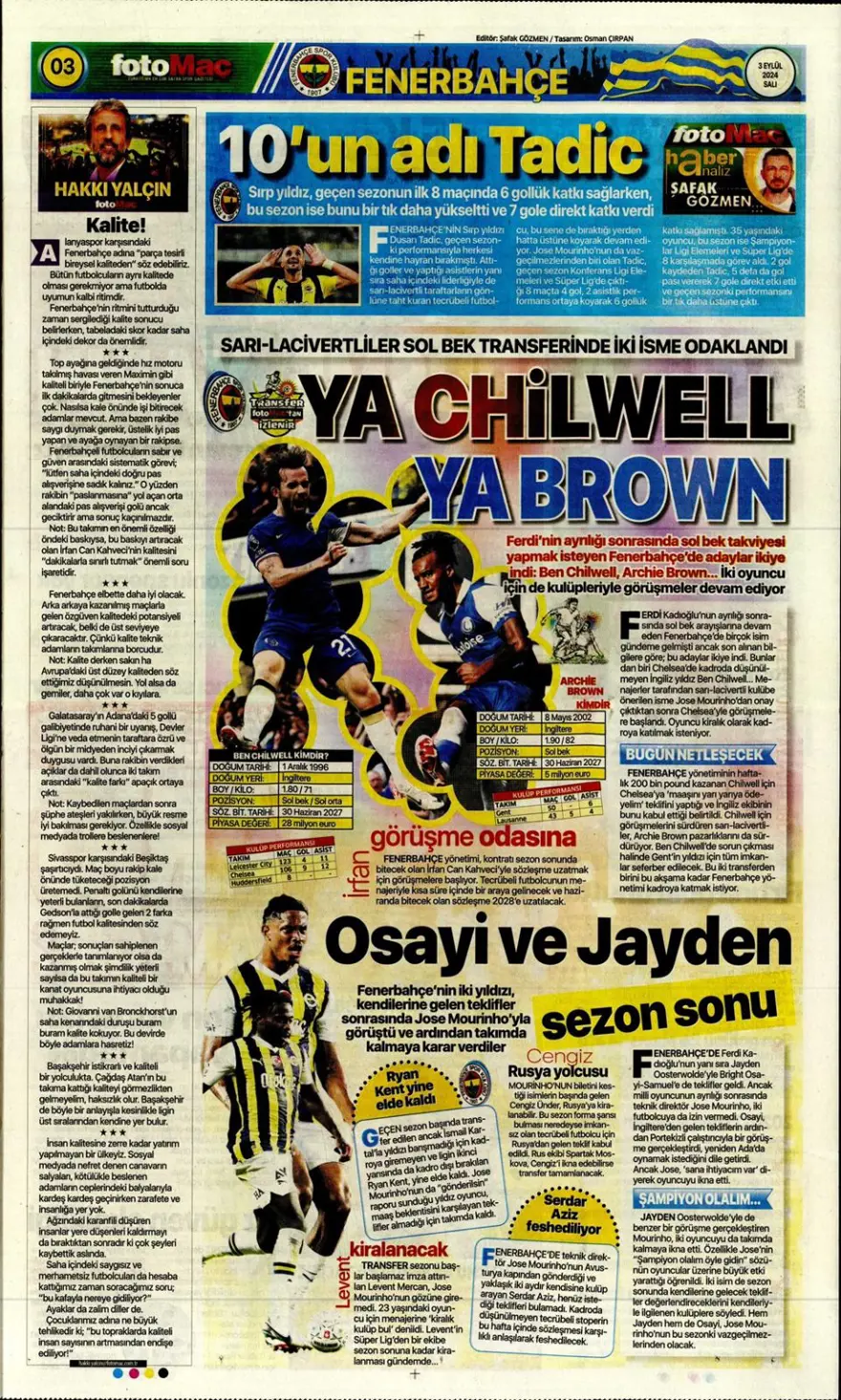 "100 milyon euroluk golcü" (3 Eylül 2024 spor manşetleri) 18