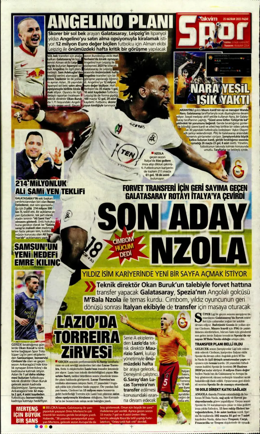 Günün spor manşetleri (25 Haziran 2023) 8 Günün spor manşetleri (25 Haziran 2023) 8