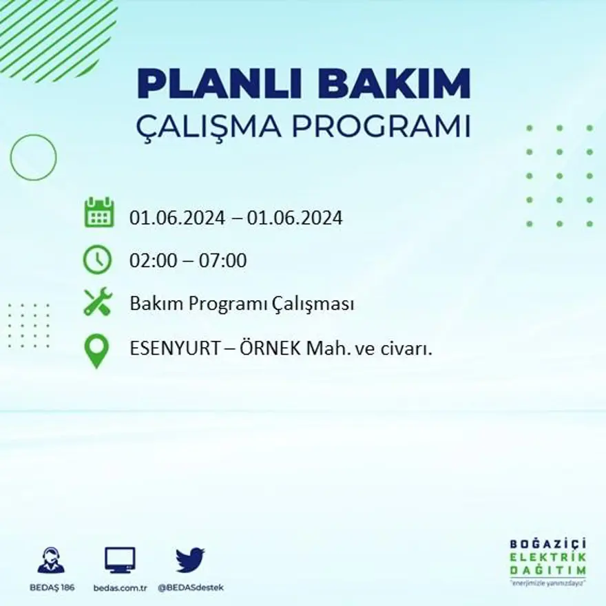 İstanbul'un 18 ilçesinde elektrik kesintisi yaşanacak: Elektrikler ne zaman gelecek? (1 Haziran BEDAŞ kesinti programı) 27 İstanbul'un 18 ilçesinde elektrik kesintisi yaşanacak: Elektrikler ne zaman gelecek? (1 Haziran BEDAŞ kesinti programı) 27