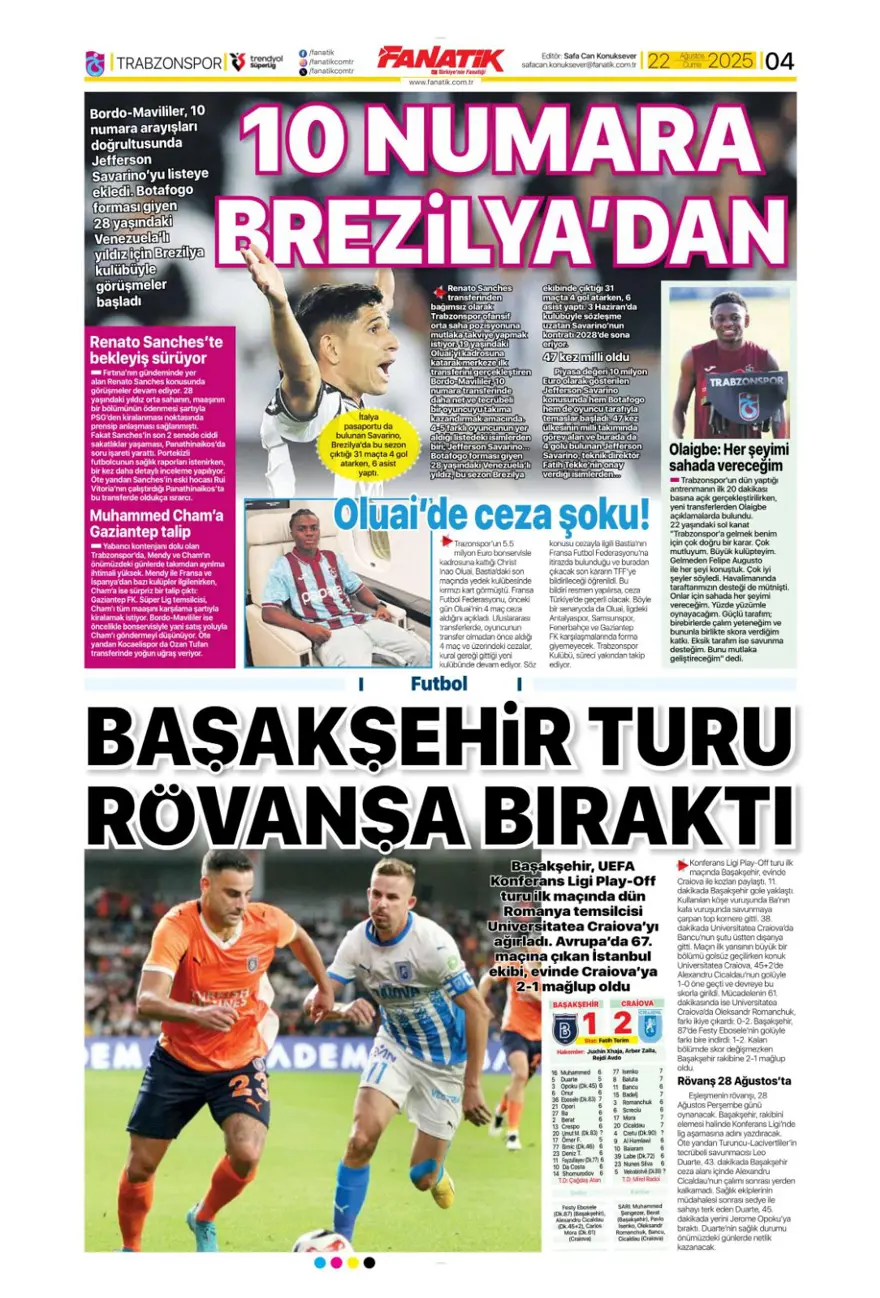 "Meksika ateşi" (22 Ağustos spor manşetleri) 2