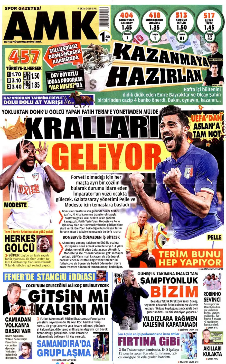 Günün gazete manşetleri - 9 Ekim 2018 17