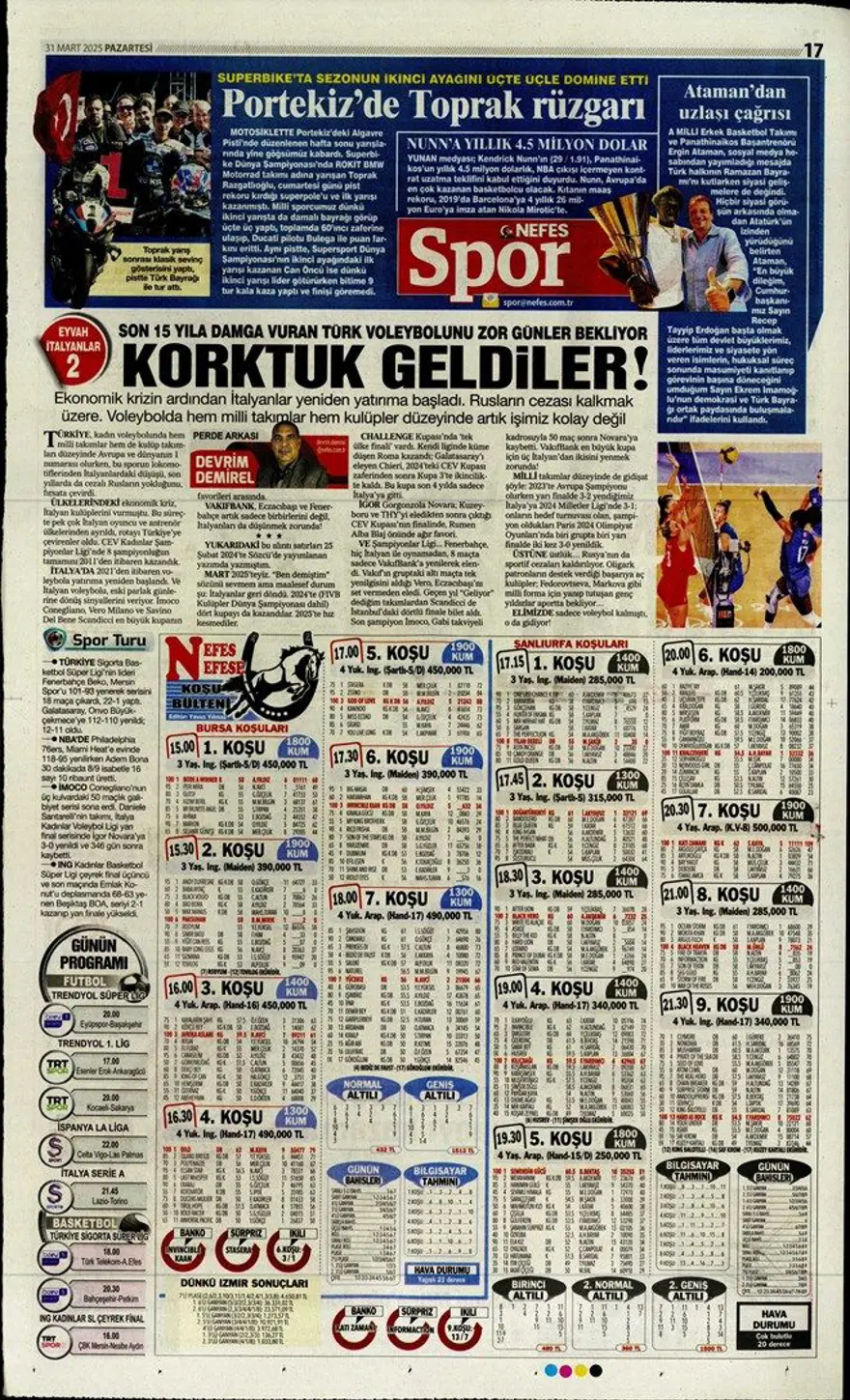 "Aslan'da büyük yemin" (31 Mart 2025 spor manşetleri) 10