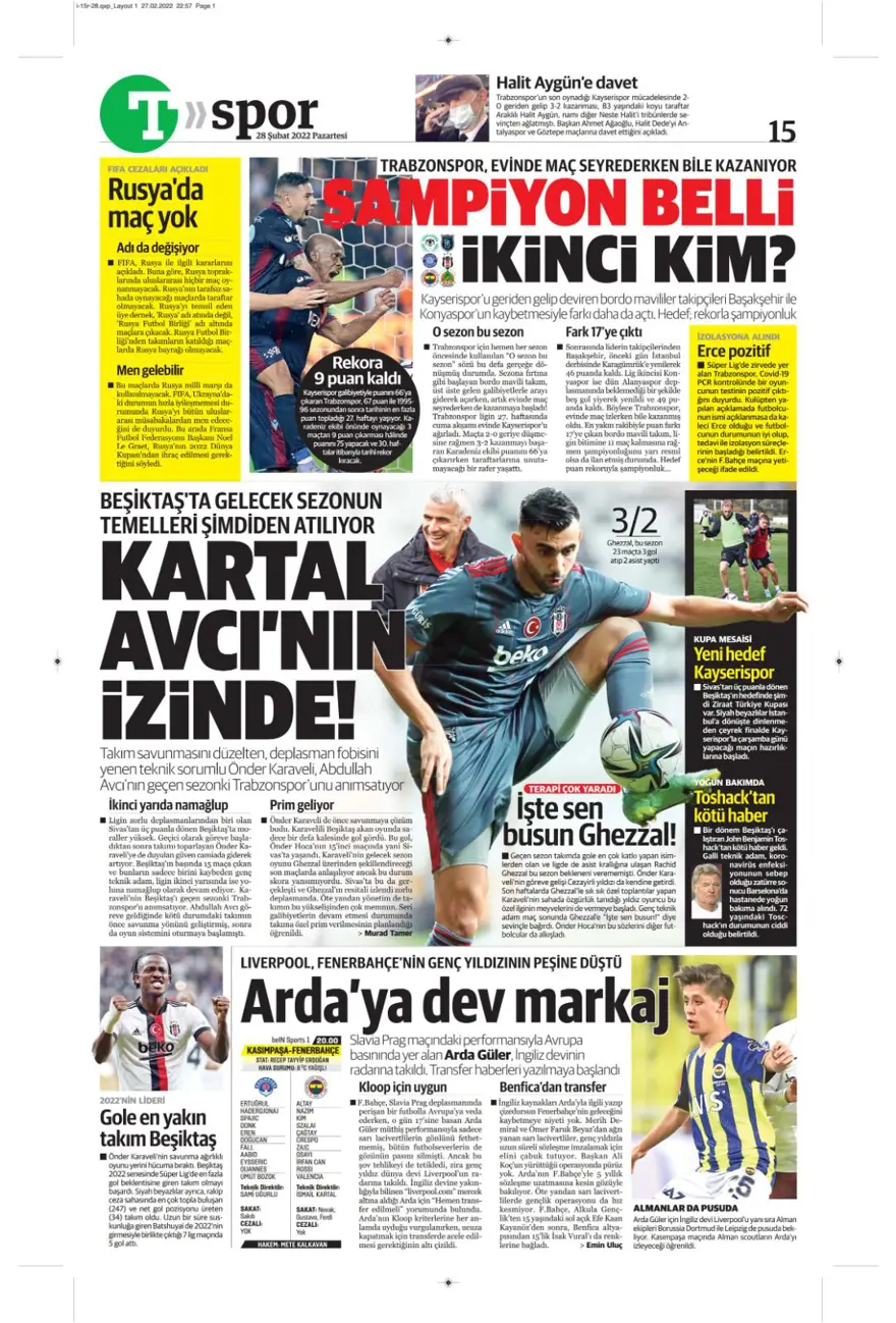 Günün spor manşetleri (28 Şubat 2022) 18