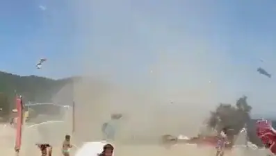 Altınoluk'taki hortumdan yeni görüntü