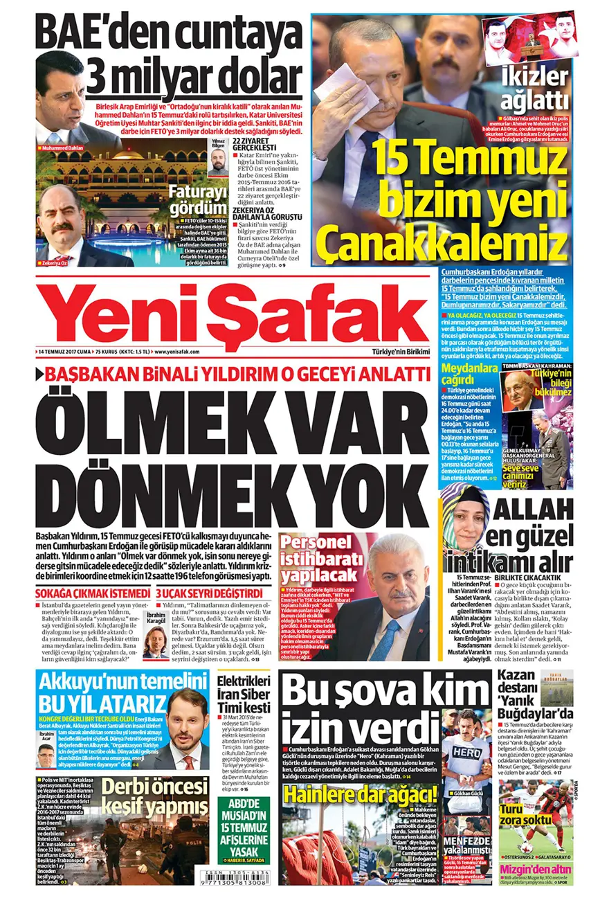 Günün gazete manşetleri - 14 Temmuz 2017 17