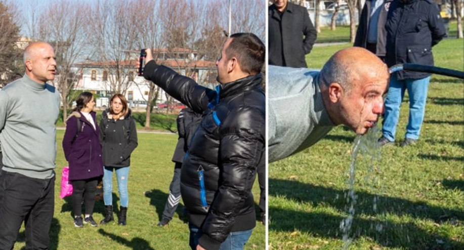 Güvenlik personeline uygulamalı eğitim: Yüzlerine biber gazı sıktılar