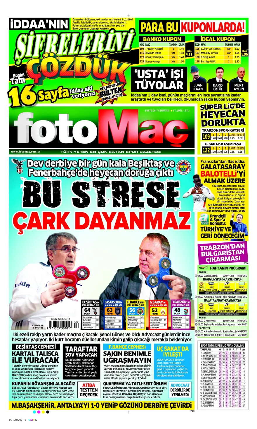 Günün gazete manşetleri - 06.05.2017 18