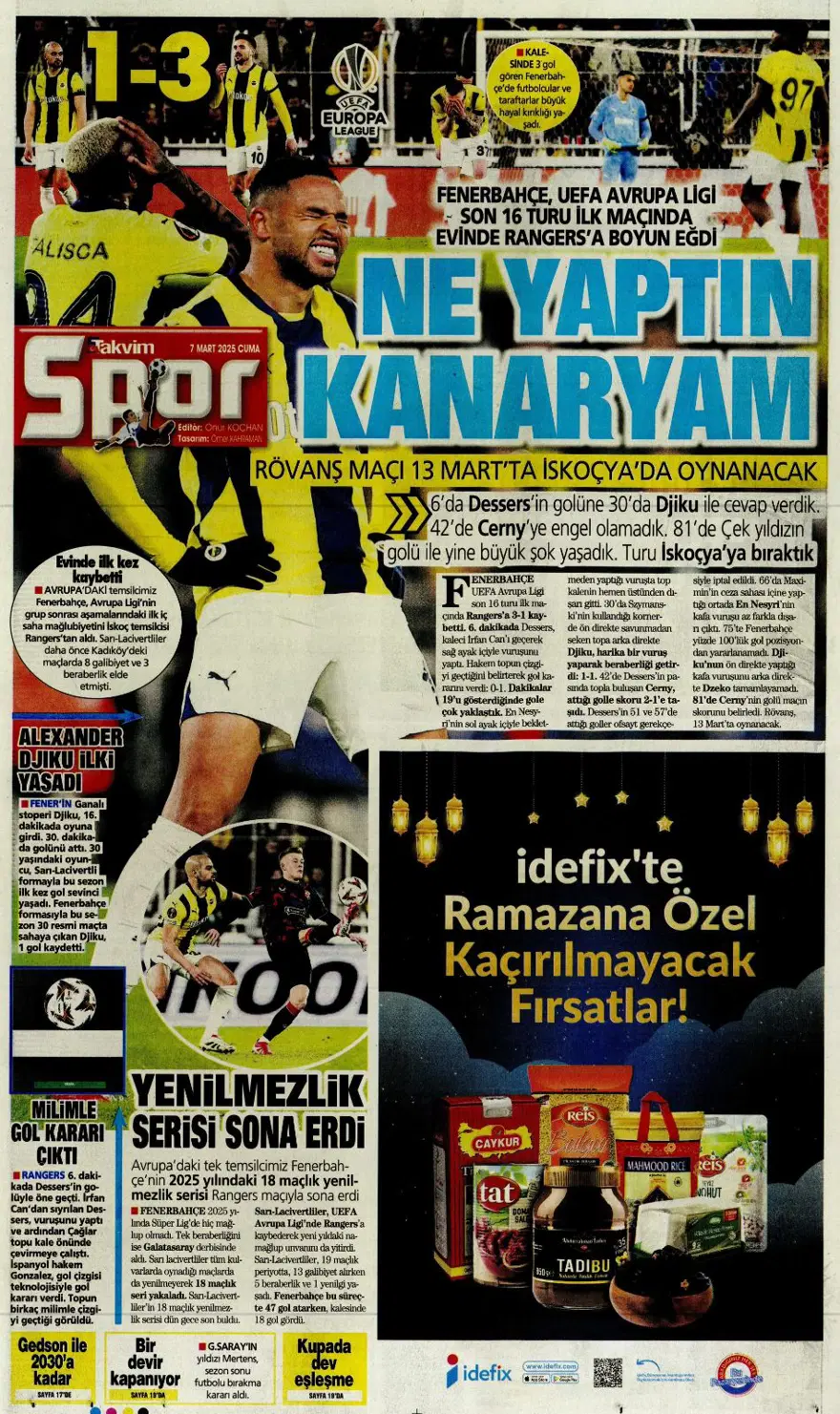 "Turu zora soktu" (7 Mart 2025 spor manşetleri) 15