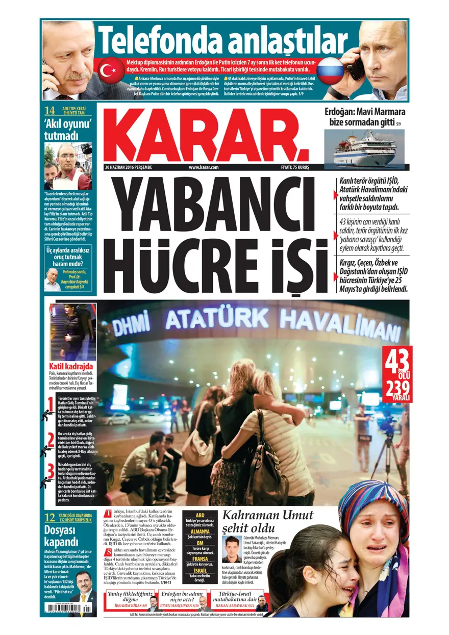 Günün gazete manşetleri (30 Haziran 2016) 10